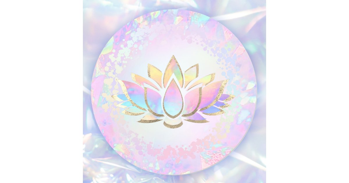 faux holographic lotus flower classic round sticker | Zazzle