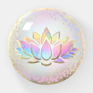 faux holographic lotus flower logo paperweight