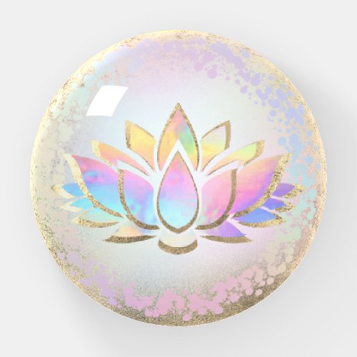 faux holographic lotus flower logo paperweight