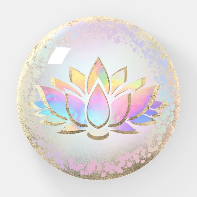 faux holographic lotus flower logo paperweight (Front)