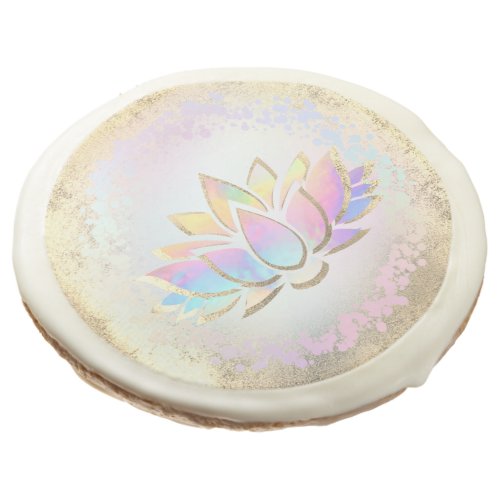 faux holographic lotus flower logo  sugar cookie