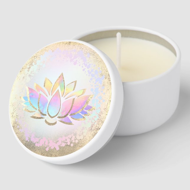 faux holographic lotus flower  mini candle favors (Corner)