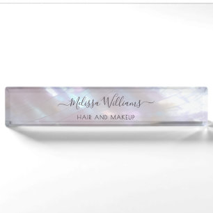 FAUX Holographic Makeup Artist Desk Name Plate