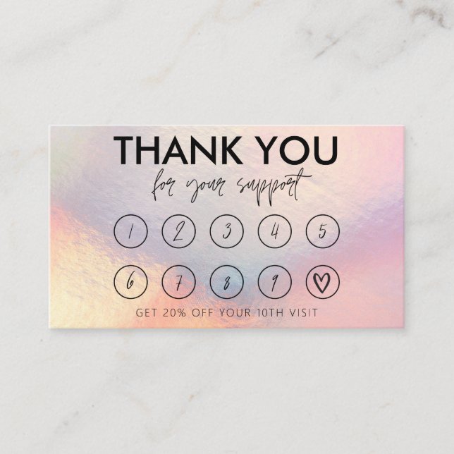 Faux Holographic Makeup Hair Logo Loyalty Card (Front)