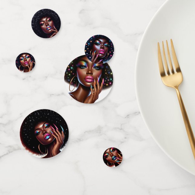 Faux Holographic Melanin Chic Afro Beauty Confetti (Group)
