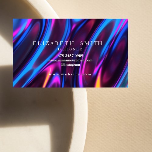 Faux Holographic Neon Professional Business Card