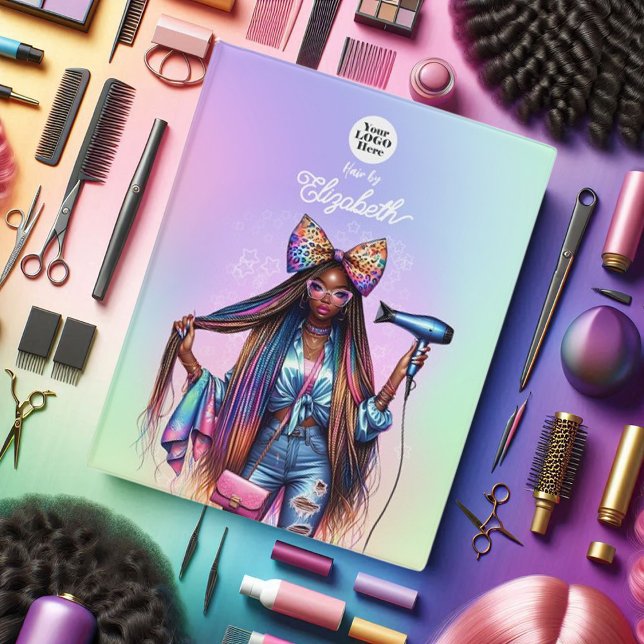 Faux Holographic Ombre African American Hair Salon Mini Binder (Faux Holographic Ombre African American Hair Salon Mini Binder)