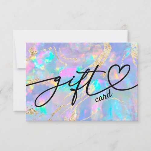 faux holographic opal gift certificate