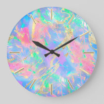 FAUX holographic opal  Large Clock