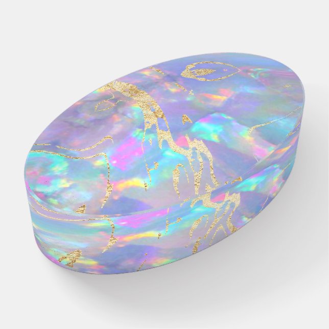 faux holographic opal photo paperweight (Angled)