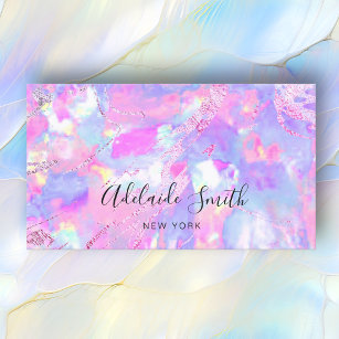 FAUX holographic opal pink purple Business Card