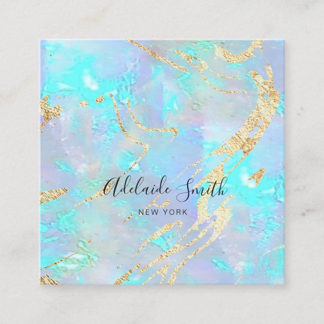 FAUX holographic opal Square Business Card (Front)
