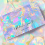 faux holographic opal stone business card