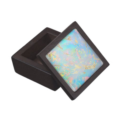 faux holographic opal stone design gift box