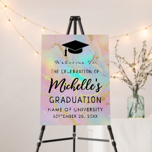 faux holographic opal stone Graduation Welcome Foam Board