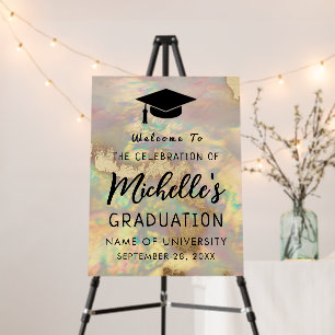 faux holographic opal stone Graduation Welcome Foam Board