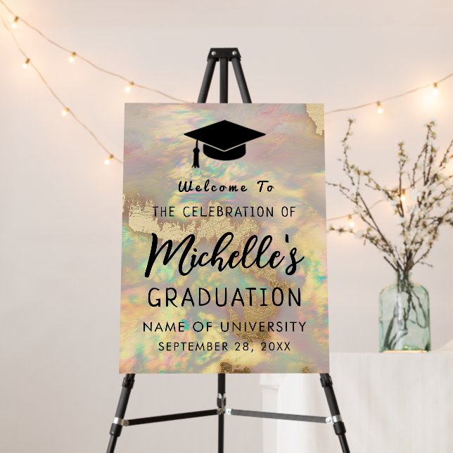 faux holographic opal stone Graduation Welcome     Foam Board (In Situ (Stand))
