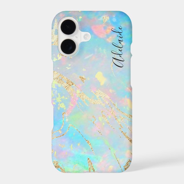 FAUX holographic opal stone iPhone Case (Back)