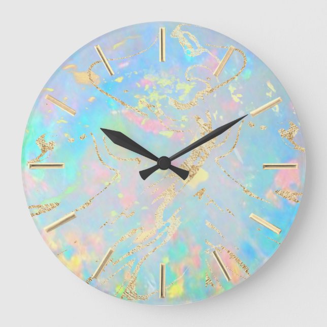 FAUX holographic opal stone Large Clock (Front)