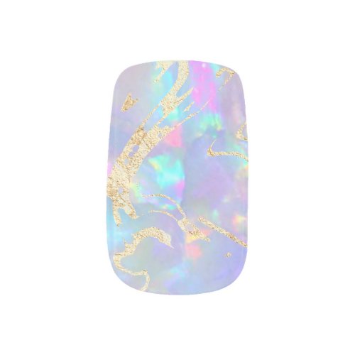 faux holographic opal stone minx nail art