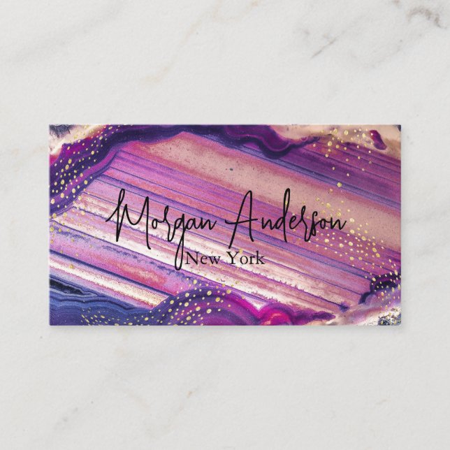 Faux holographic opal stone Personalized  Business Card (Front)