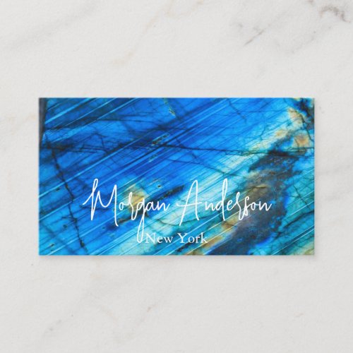 Faux holographic opal stone Personalized  Business Card