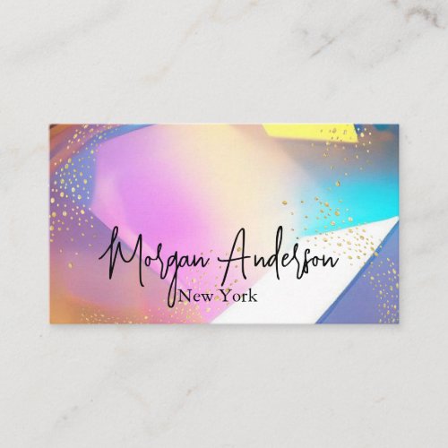 Faux holographic opal stone Personalized  Business Card