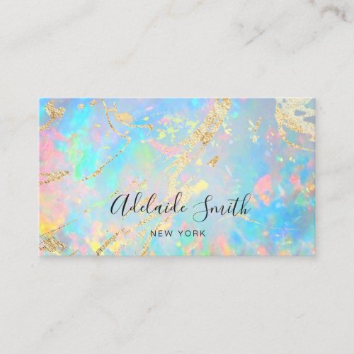 FAUX holographic opal stone texture Business Card