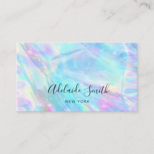 FAUX holographic pastel background Business Card