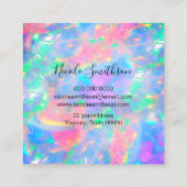 faux holographic pastel opal square business card (Back)
