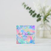 faux holographic pastel opal square business card (Standing Front)