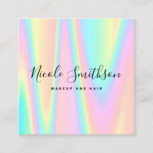 faux holographic pastel square business card