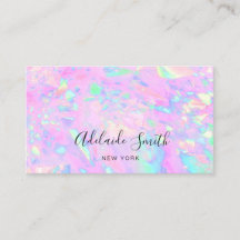 FAUX holographic pink opal Business Card