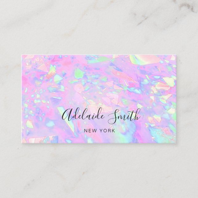 FAUX holographic pink opal Business Card (Front)
