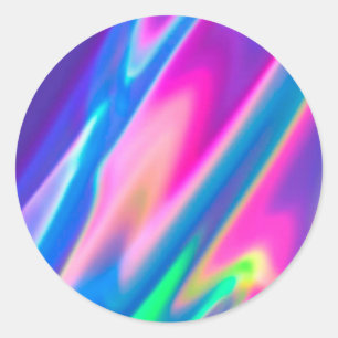 Faux Holographic Pink Purple Custom Trendy Classic Round Sticker