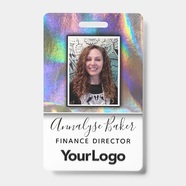 Faux Holographic Professional CNA Nurse Photo Name Badge (Front)