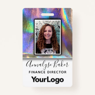 Faux Holographic Professional CNA Nurse Photo Name Badge