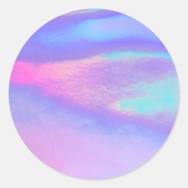 Faux Holographic Purple Custom Trendy Classic Round Sticker (Front)