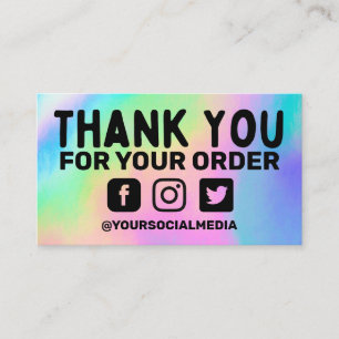 Faux Holographic Rainbow Business Thank You Custom Business Card