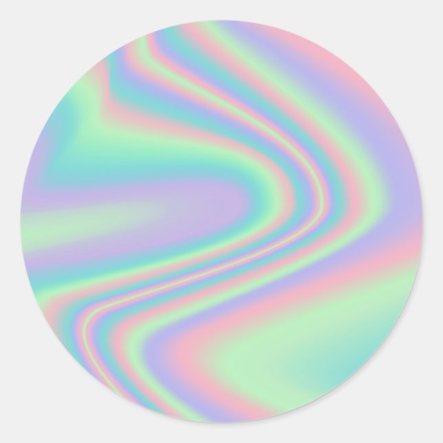 Faux Holographic Rainbow Classic Round Sticker (Front)
