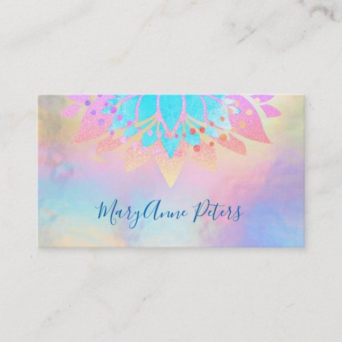 FAUX holographic rainbow pastel colors Business Card