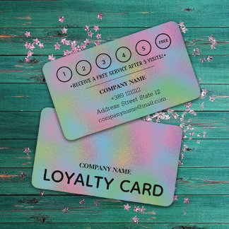 Faux Holographic Ripple Glass Texture Loyalty Card