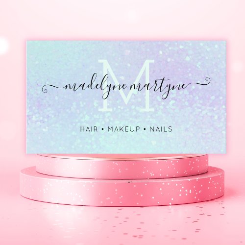Faux Holographic Signature Script Modern Glam Business Card