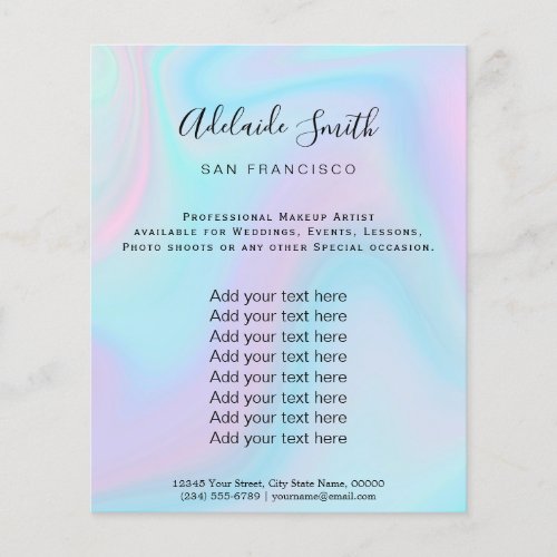 FAUX holographic style pastel blue and pink Flyer