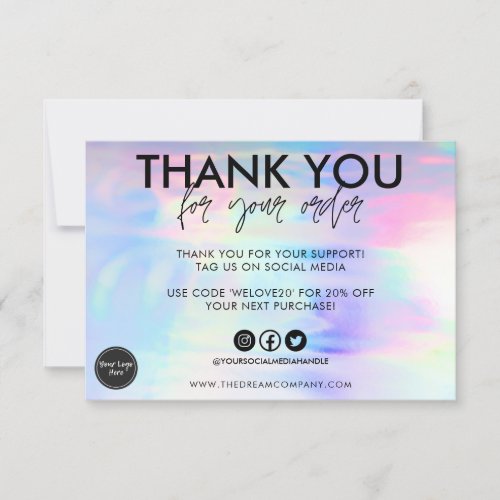 Faux Holographic Thank you Card Media Insert