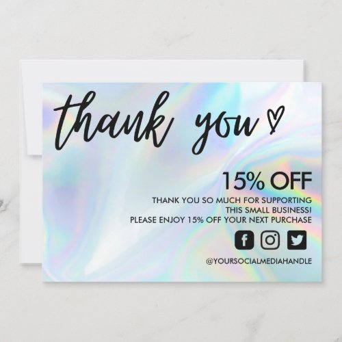 Faux Holographic Thank You Heart Invitation