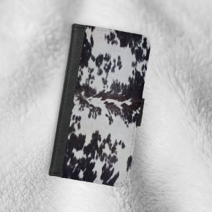 Faux Holstein Cow Leather Black And White iPhone 8/7 Wallet Case