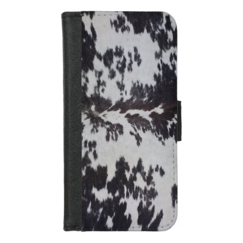 Faux Holstein Cow Leather Black And White iPhone 87 Wallet Case