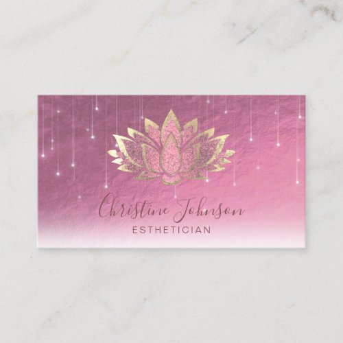 faux hot pink foil business card