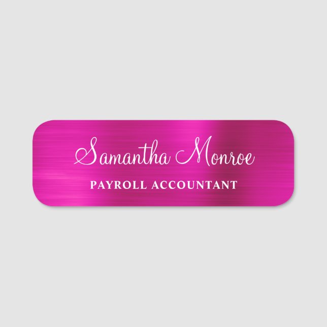 Faux Hot Pink Foil Name Tag (Front)